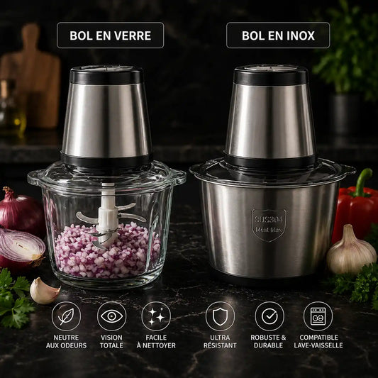 Hachoir avec bol en verre ou inox : lequel choisir