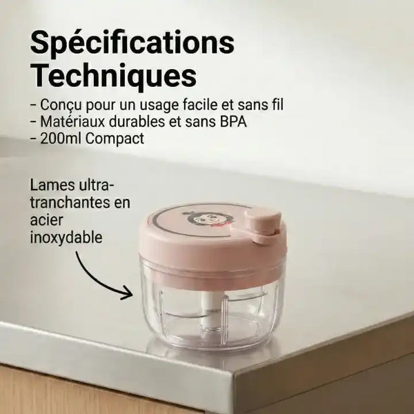 Hachoir manuel rotatif vert 400ml multifonction pour ail — dimensions et format