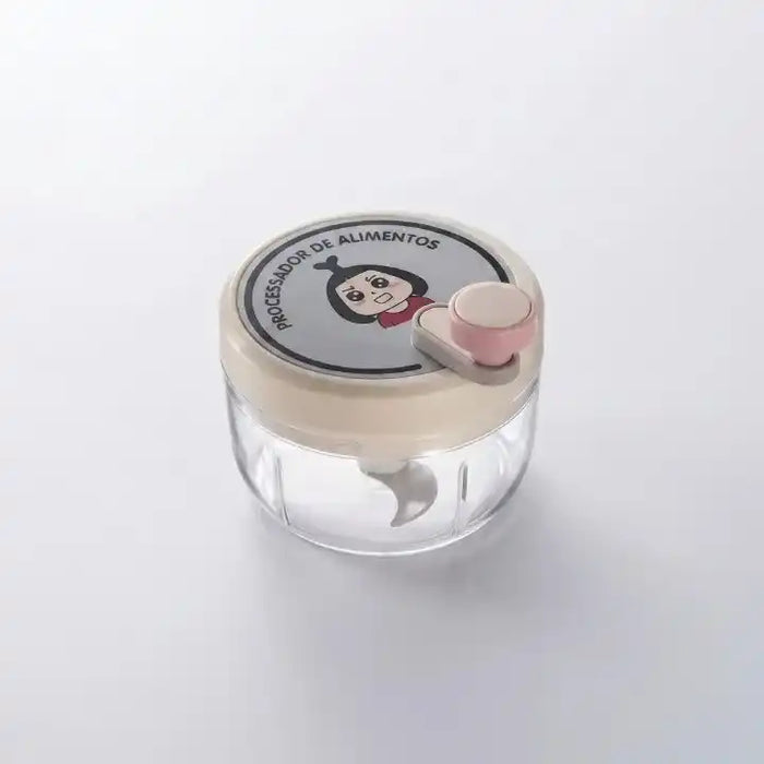 Hachoir manuel rotatif rose 200ml multifonction pour ail