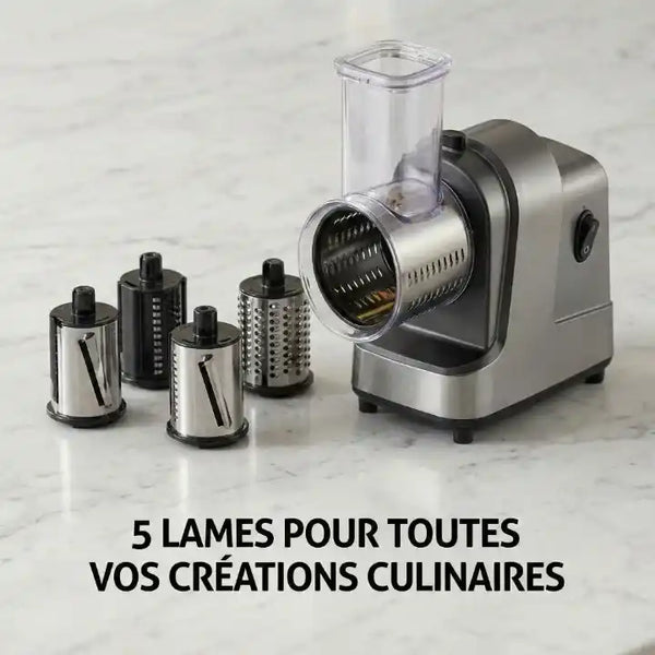 Hachoir électrique 250W 5 en 1 pour légumes et fromage — accessoires inclus