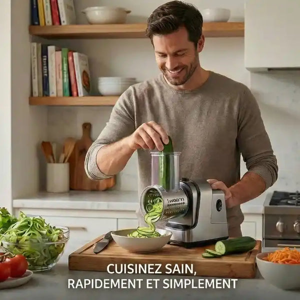 Hachoir électrique 250W 5 en 1 pour légumes et fromage — vue latérale
