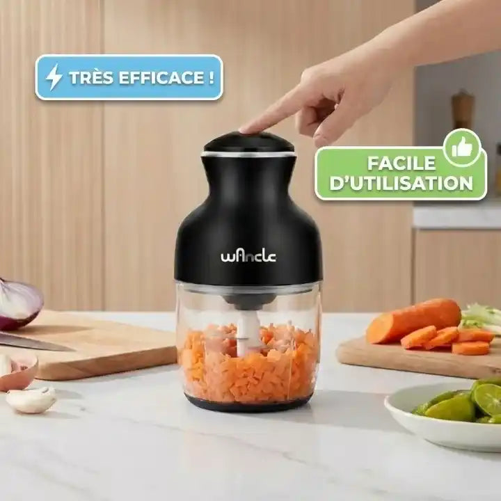 Hachoir électrique 350W bol verre 600ml avec 6 lames — vue latérale