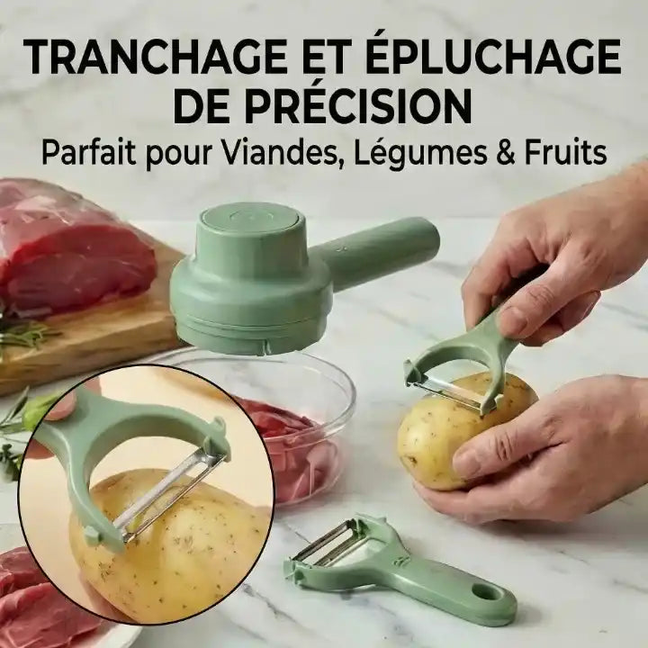 Hachoir électrique 4 en 1 sans fil rechargeable — accessoires inclus