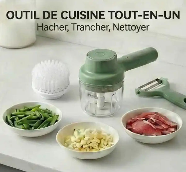 Hachoir électrique 4 en 1 sans fil rechargeable en action - Préparation culinaire rapide