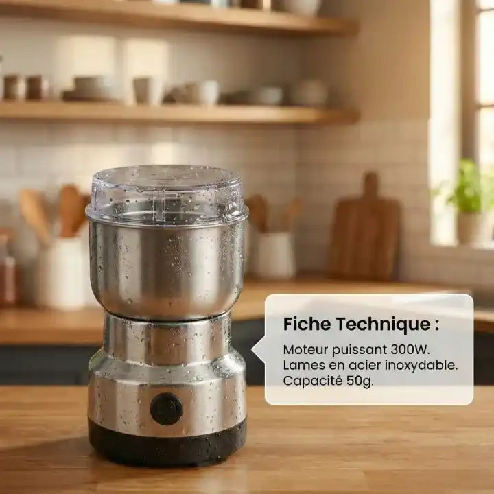 Hachoir électrique inox compact 300 ml — vue arrière
