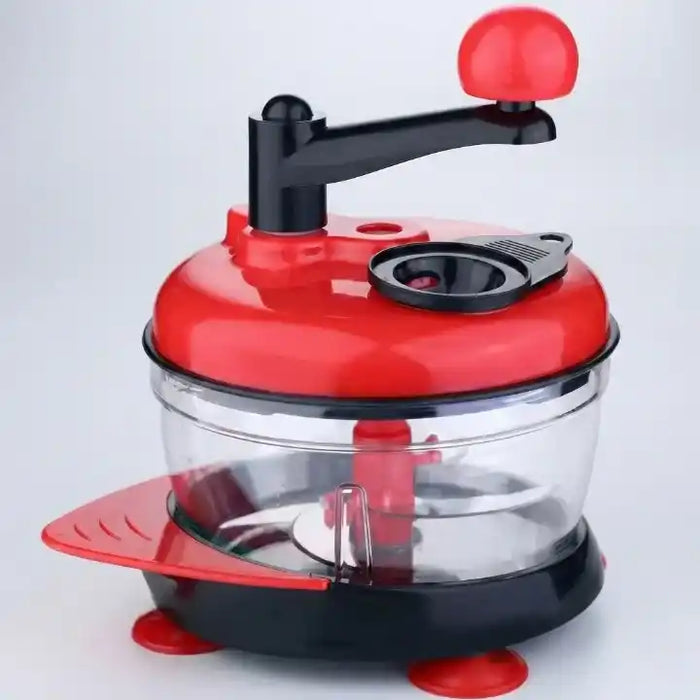 Hachoir manuel rouge bol transparent pour légumes