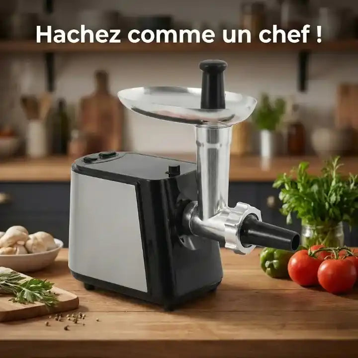 Hachoir à viande électrique 350W avec 3 grilles inox — accessoires inclus