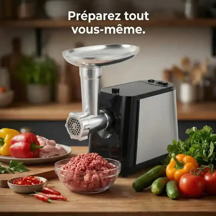 Hachoir à viande électrique 350W avec 3 grilles inox — vue arrière