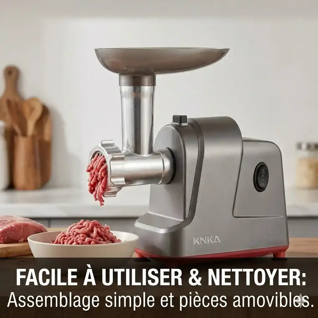 Hachoir à viande électrique 350W avec 3 disques inox — vue latérale