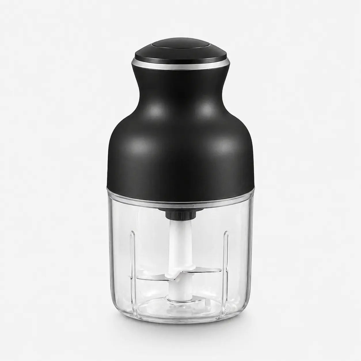 Hachoir électrique 350W bol verre 600ml avec 6 lames présenté sur fond neutre